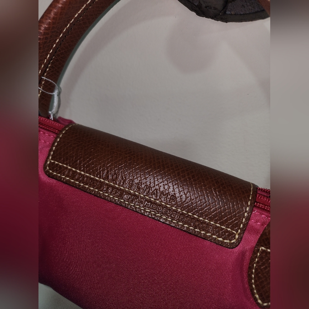 LongChamp Le Pliage Pink Brown Purse Bag Tote LC - Picture 6 of 12